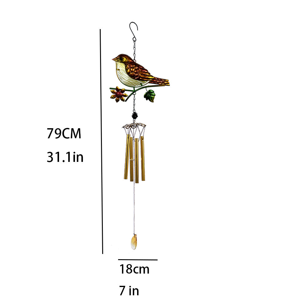 Wholesale Bird wrought iron glass painted wind chimes